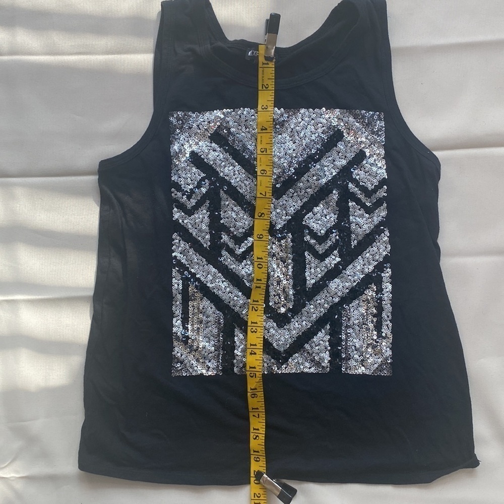 Express Tank Top With Black And Silver Sequin Design - Picture 4 of 10